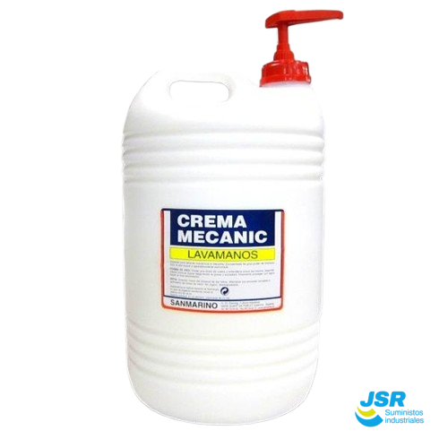 Crema lavamanos Mecanic en garrafa blanca con dosificador