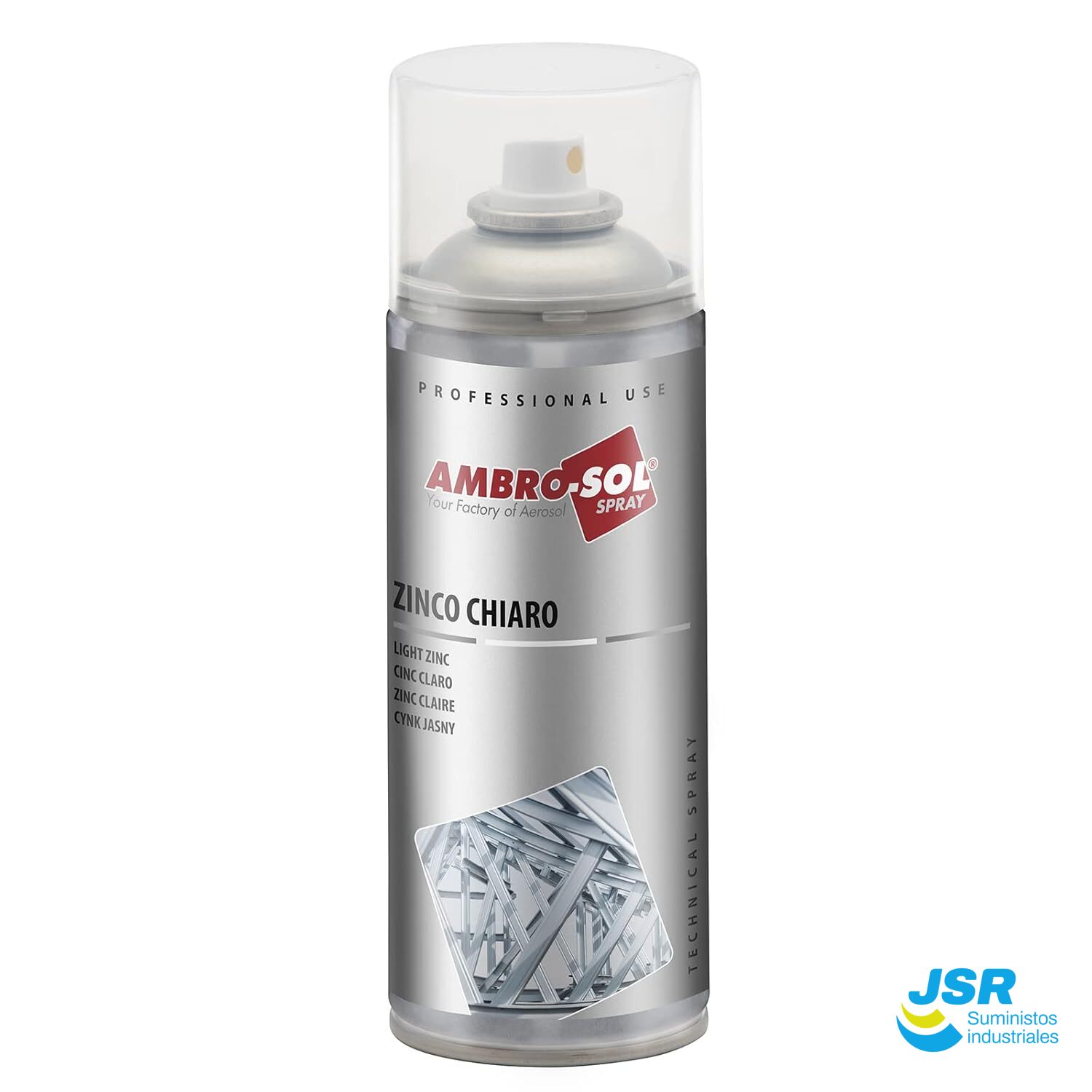 Spray zinc claro Ambro-Sol para galvanizado y protección anticorrosiva.