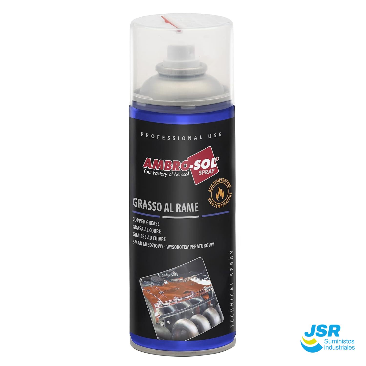 Spray grasa al cobre Ambro-Sol para altas temperaturas y protección mecánica.