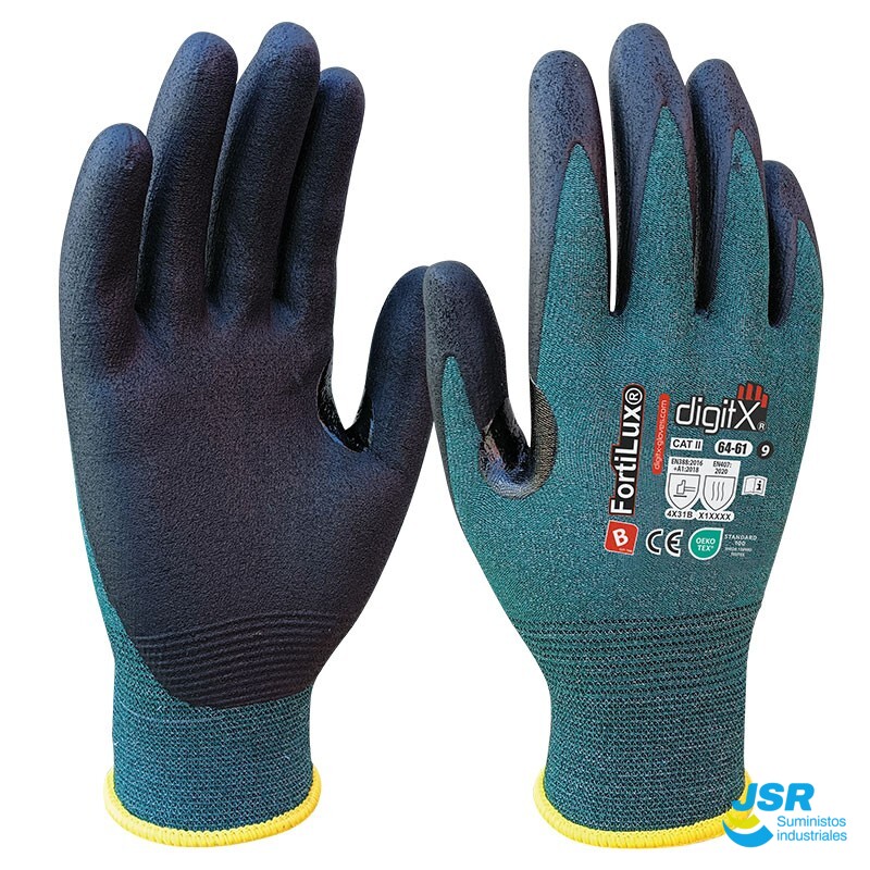 Guantes anticorte Fortilux DigitX con recubrimiento en palma para protección mecánica