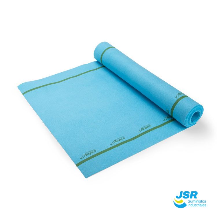 Rollo secavajillas azul de microfibra extendido