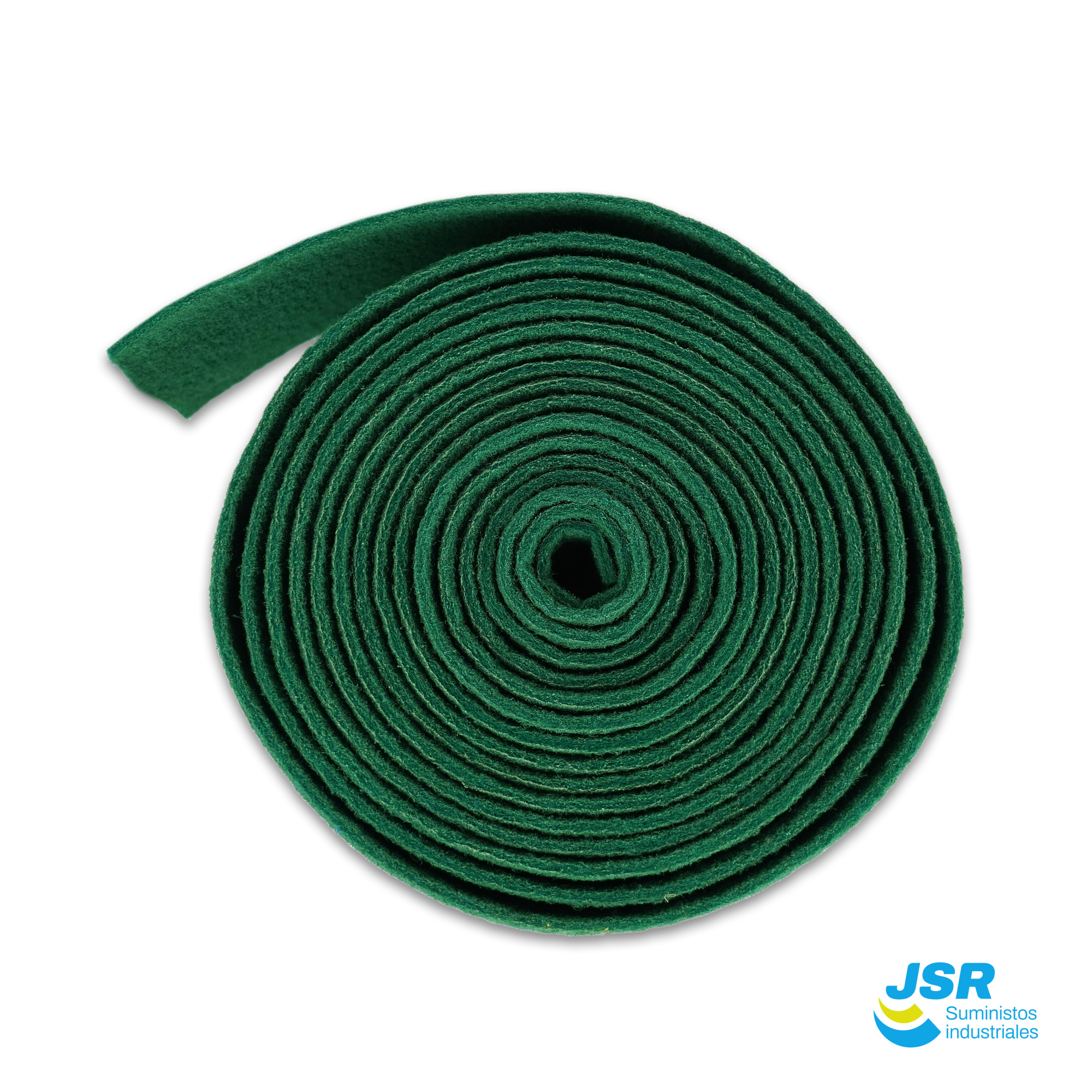 Rollo de fibra abrasiva verde enrollado