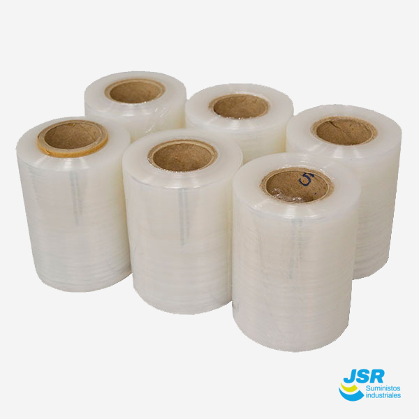 Pack de seis rollos de mini film estirable transparente con núcleo de cartón