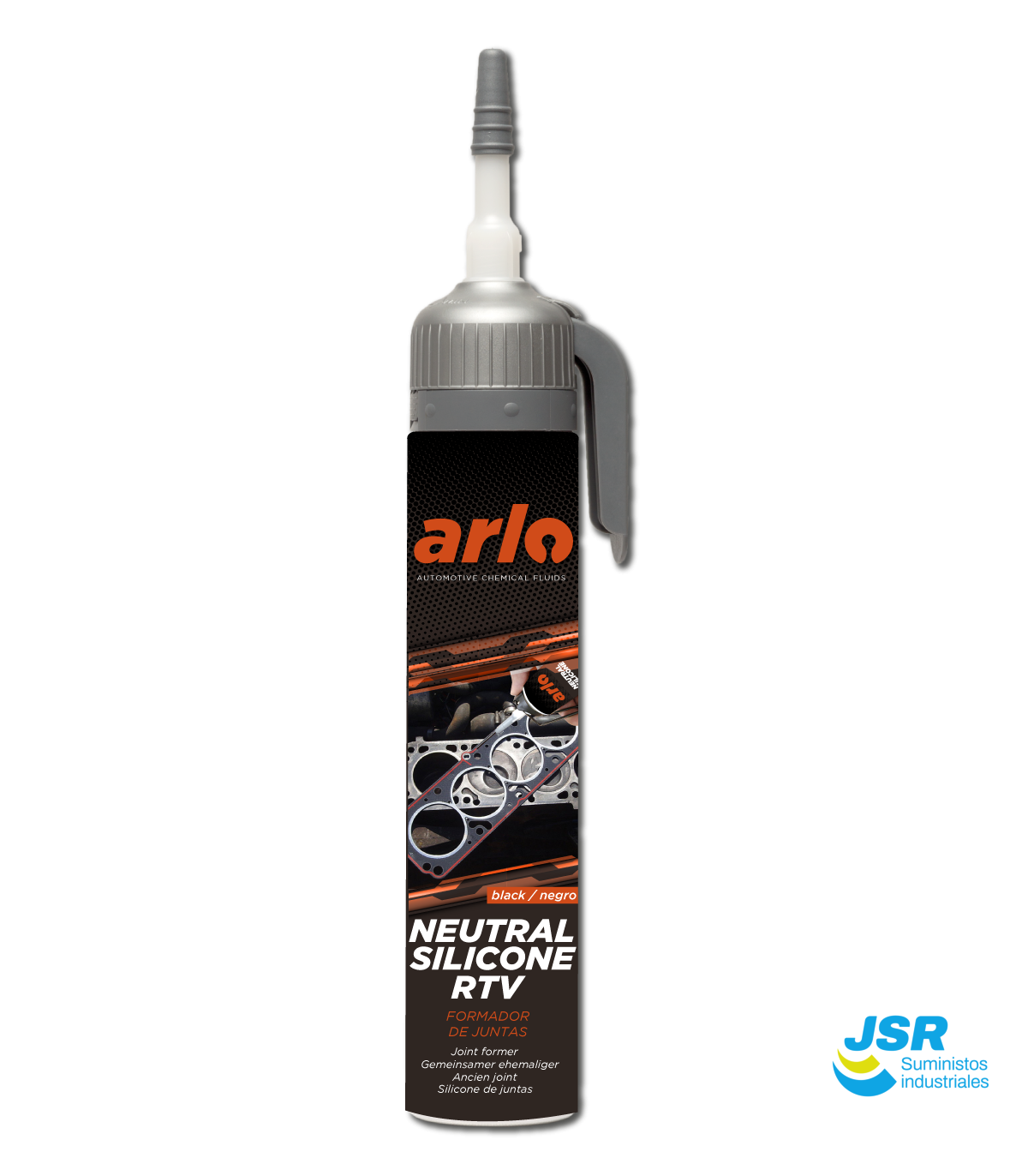 Silicona neutra RTV negra Arlo para sellado y formación de juntas.