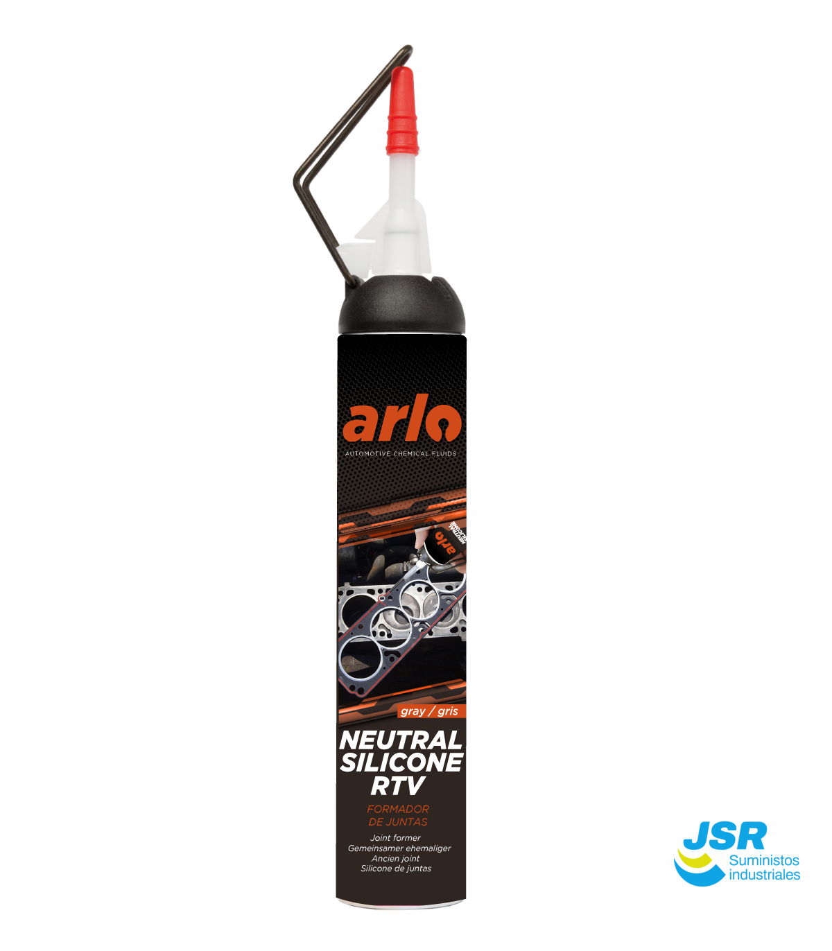 Silicona neutra RTV gris Arlo para formación de juntas en motores.