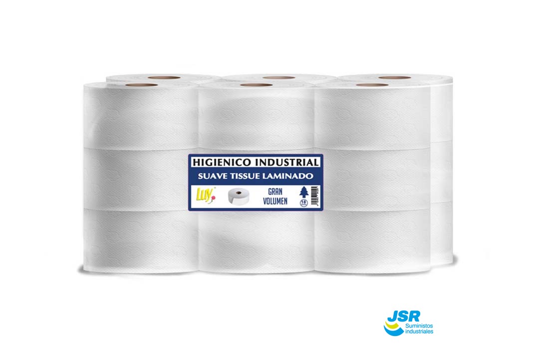 Papel higiénico industrial de gran volumen en rollos