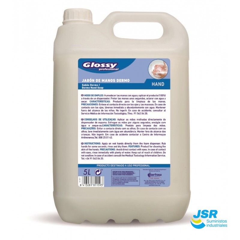 Jabón de manos dermo Glossy en garrafa de 5 litros