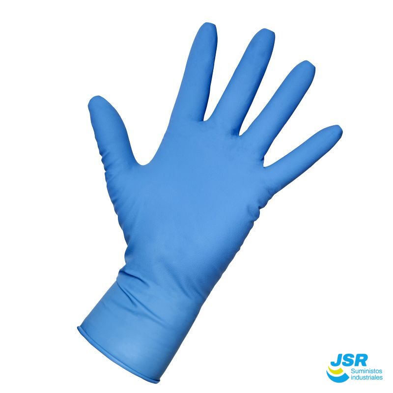 Guante desechable de nitrilo azul sin polvo para uso profesional