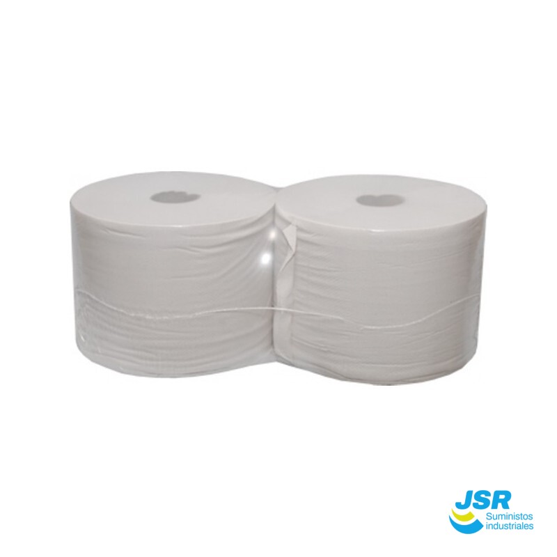 Dos bobinas de papel higiénico industrial blanco de gran capacidad