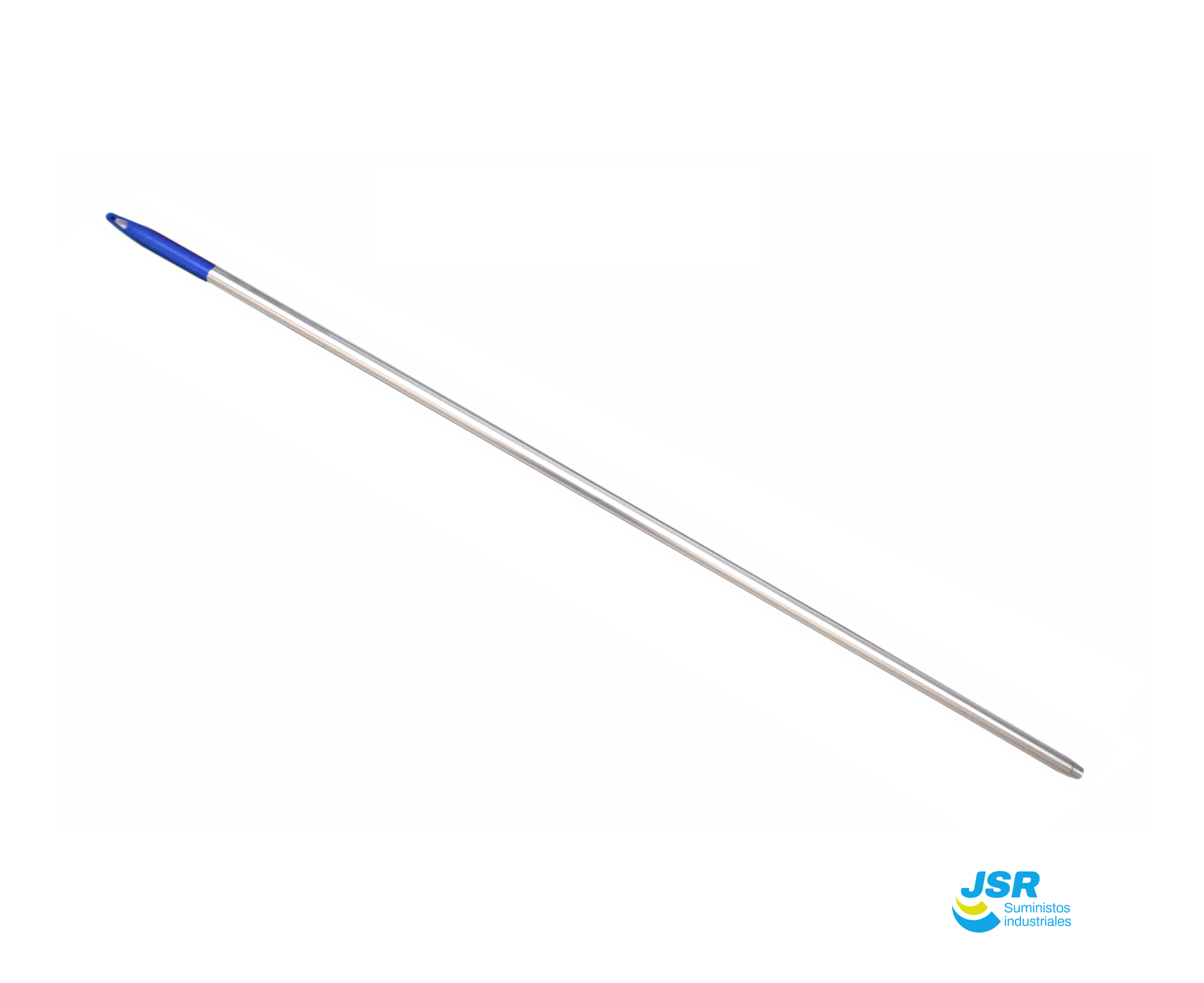 Palo anodizado de aluminio con empuñadura azul y rosca metálica