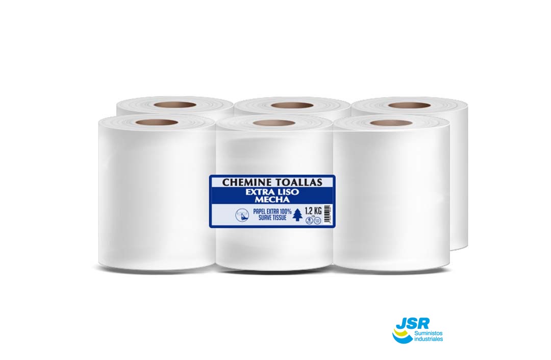 Pack de bobinas de papel industrial blanco extra liso
