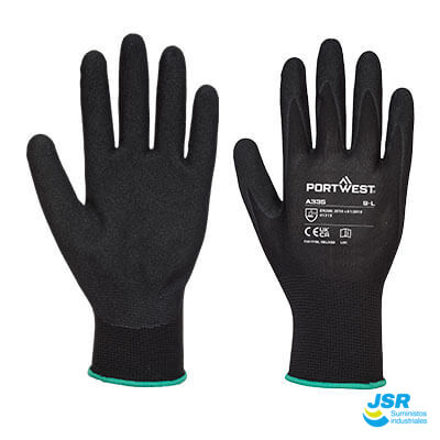 Par de guantes negros de trabajo con recubrimiento total