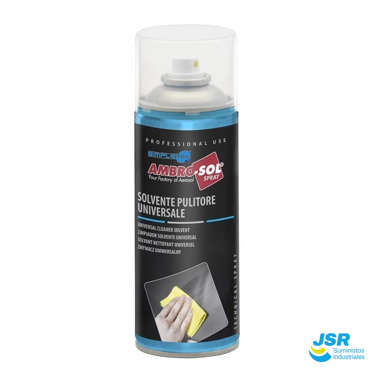 Spray solvente limpiador universal Ambro-Sol para limpieza industrial.