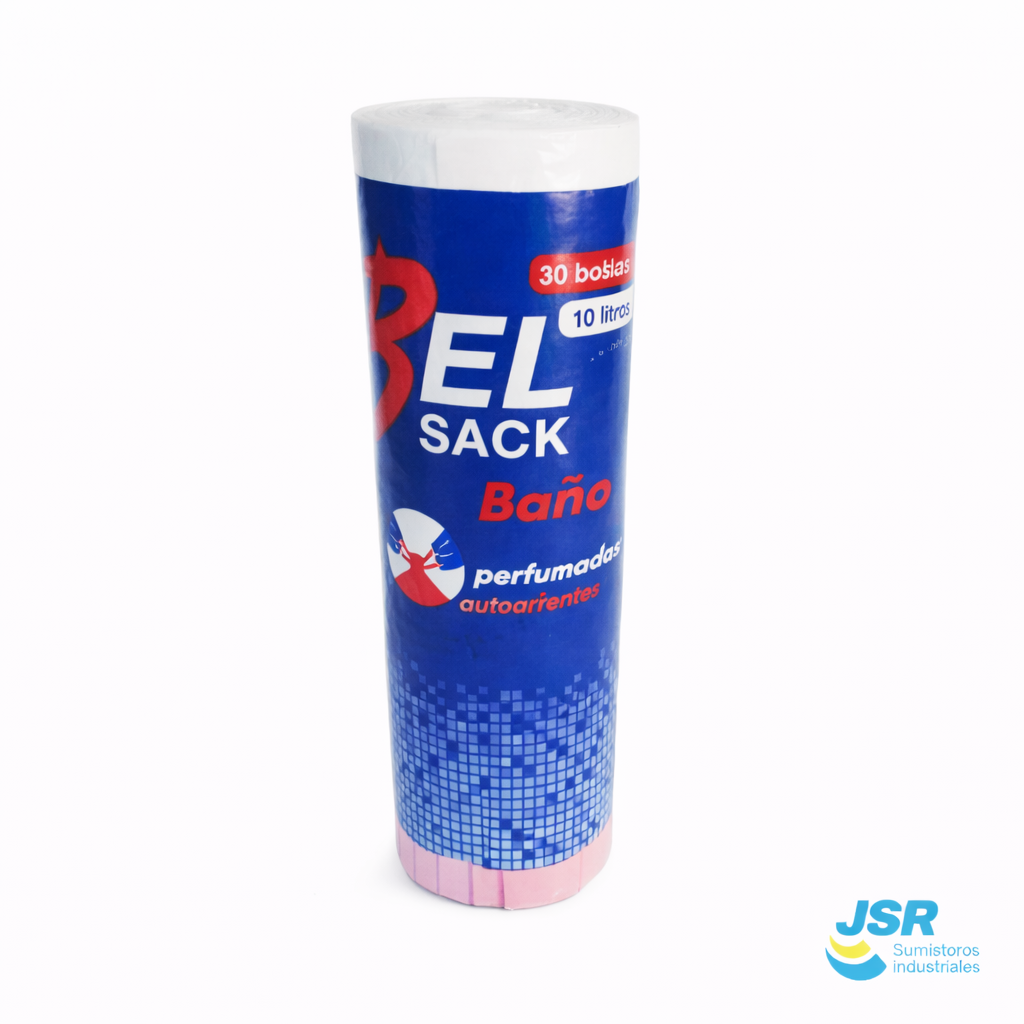 Bolsa de basura blanca cerrada con cinta